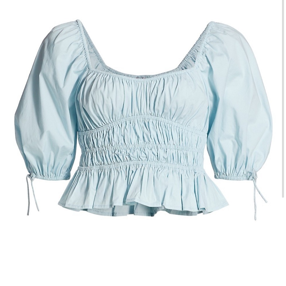 STAUD Faye Puff- Sleeve Crop Top